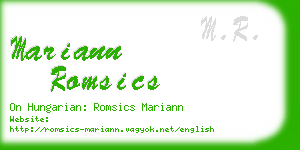 mariann romsics business card